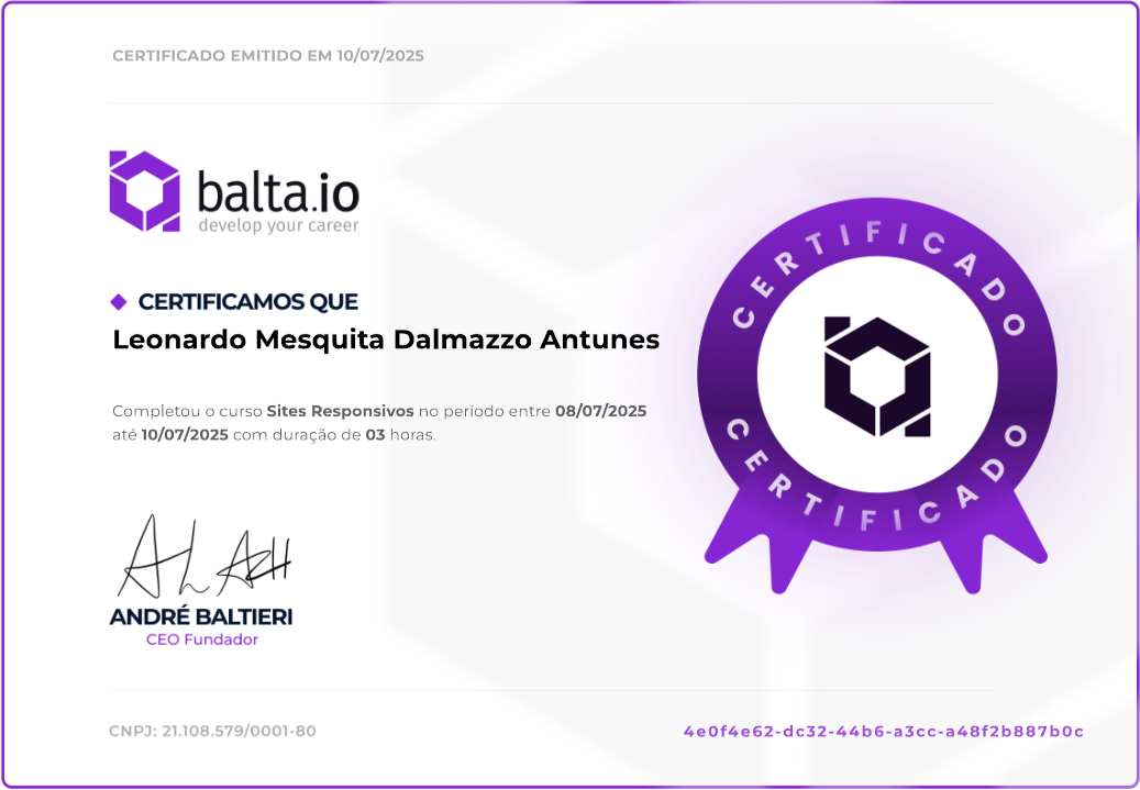 Balta.io Certificate Sites Responsivos